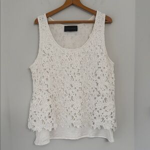 Sunday in Brooklyn Anthropologie White Floral Lace Tank Top